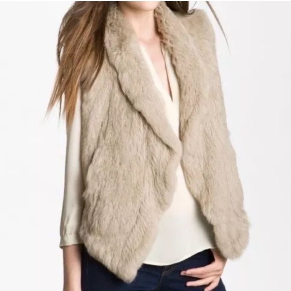 June- Tan 100% Real Rabbit Fur Vest